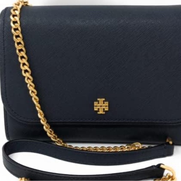 Tory Burch Black Emerson wallet on chain/ Crossbody Bag - Picture 1 of 8